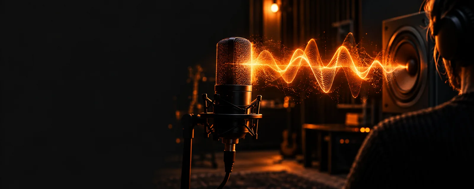 Abstract audio waveform illustrating AI voice creation